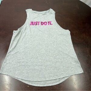 Nike Light Gray Tank Top with Pink "Just Do It." Logo
